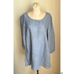 FLAX Blue Linen Tunic Small